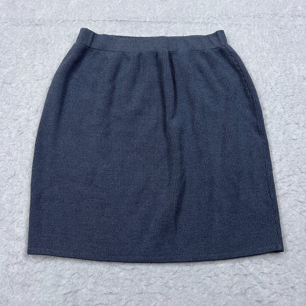 St. Andrew Design By Anne Skirt Women's 14 Blue Ribbed‎ Knit Pull On Stretch USA